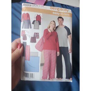 Simplicity 4889 Size BB XL, XXXL Women's & Mens Pants, Shorts, Top, Blanket, Bag